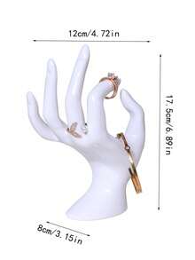 1 pieza Soporte de exhibición de anillo y brazalete de mano blanco - Material de plástico brillante (fácil de limpiar), replica el efecto de uso, accesorio de exhibición de joyería - Blanco - Ver 6