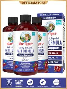 Daily Liquid Hair Formula | Hair & Scalp Nutrition Supplement | With SesZenBio™, Biotin & Vitamin C | Blueberry Pomegranate Flavor | 16 Fl Oz - 3 Bottles - 查看 1