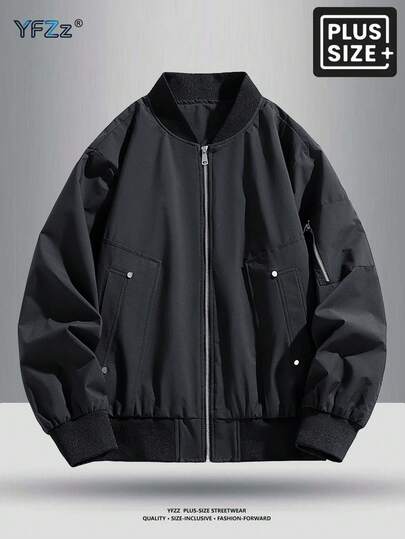 加大码男士棒球夹克，复古美式街头时尚百搭飞行员夹克，秋季款