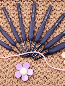 9pcs 14cm Crochet Hook Set, Handmade Soft Wool Sweater, Crochet Bag, Stainless Steel Crochet Hook Set, Crochet Supplies - Blue - View 10