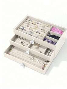 1pc Luxury Diamond Pattern Lockable Jewelry Box, Multi-Layer Jewelry Storage Box, Earring Organizer, Vanity, Bedroom Accessory, Home Organization & Storage, Room Decor, Gift For Women - Multicolor - View 18