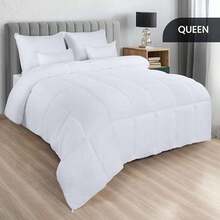 Alternative down comforter for all seasons, filled with siliconized fiber and box stitched, suitable for queen size beds - Blanco - Ver 4