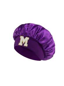 1顶幼儿/儿童26字母光滑缎面睡帽，时尚舒适，透气防滑，日常护发帽 - 紫色 - 查看 7