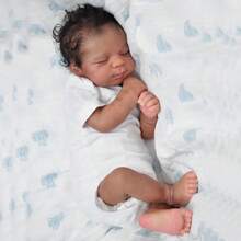 48cm/19in Lifelike Reborn Doll With Black Skin, Soft Cloth Body, Cute Newborn Baby Doll Toy, Birthday Gift (Random Bottle) - White - View 1