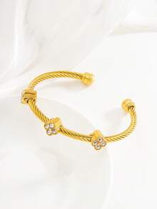 1 chiếc vòng tay thép titan dạng xoắn mở hoặc có thể điều chỉnh kích thước dành cho nữ, kiểu dáng thời trang và thanh lịch, đính đá zirconia lấp lánh hình hoa, món quà lý tưởng cho Ngày Valentine, các ngày lễ, kỷ niệm, hoặc các bữa tiệc hàng ngày. - vòng tay dây thừng - Xem 15