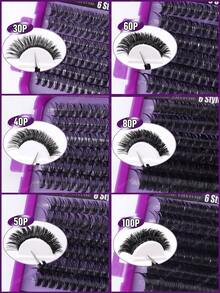 720/684/648/200pcs D-Curl Fluffy Thick False Eyelashes Set, Includes Beginner-Friendly Eyelash Tutorial, Thick & Full DIY Segmented False Eyelashes With Glue, Sealant, Tweezers And Brush, Enlarges Eyes, Lightweight & Reusable, Bulk Single Pair Eyelash Kit, Soft & Natural Mixed Lashes, Creates 5D Volumized Eye Makeup, Suitable For DIY At Home, Travel, Daily Commute, Parties, Weddings, Bridal - Purple - View 9