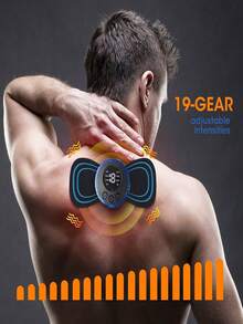1pc Rechargeable Portable Mini Neck Massager, Electric Neck Massage Patch, Relieve Neck & Shoulder Stress, EMS Microcurrent Neck Massage Patch - Blue - View 13