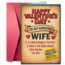 1张“情人节快乐”温馨情人节贺卡，创意便签设计，送给妻子的最佳礼物，高品质贺卡带信封（12x17厘米）/（4.72x6.7英寸） - 彩色 - 查看 13