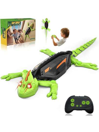 Wall Crawler Gecko RC Toy With Led Eyes, Realistic Remote Control Lizard Wall Climbing Toy, Rechargeable Fun And Novelty Toys For Smooth Walls/Floors, Low Noise Interactive Play For Kids Age 4-8 8-13