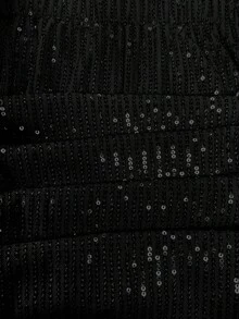 Women's Casual Solid Color Slim Fit Sequin Embellished Pants, Suitable For Daily Commute And Office Wear, Autumn/Winter Black Spring - Black - View 4