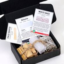 1set Natural Stone Selenite Wand With White Sage Grass Smoky Indoor Purification Grass Incense Home Office Ramadan The Month Of Fast Thanksgiving Gift - Sage Sacred Wood Card Set - View 12
