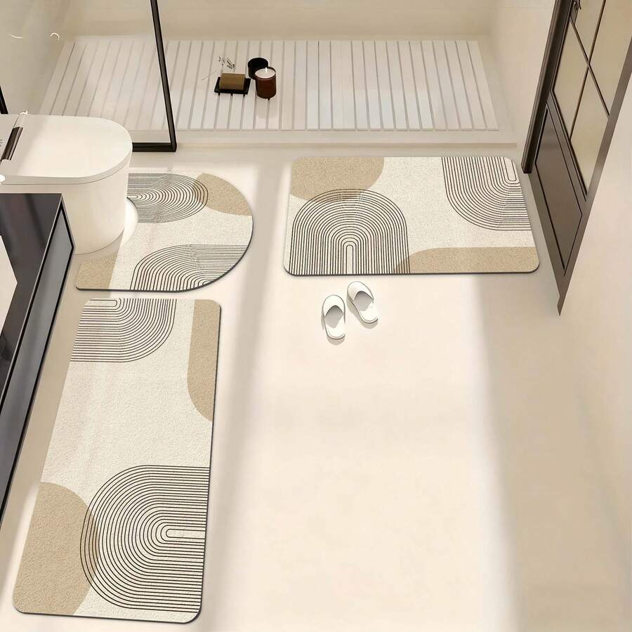 Soft Absorbent Anti-Slip Bath Mat, U-Shaped Toilet Mat, Washable Floor Mat, Entryway Rug, European And American Minimalist Toilet Floor Mat, Anti-Slip Design, Bathroom Decor, High-Quality Anti-Slip Diatomite Mat | Non-Slip Rubber Bottom | Suitable For Bathroom, Kitchen And Shower, Multiple Sizes Available [Bath Mat][Bathroom Mat][Bath Rug] Autumn/Winter/Roman Decor/Home Decor/House Decor