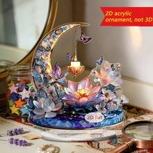 1/3 قطعة تمثال أكريليك مطبوع بالطباعة المسطحة 2D بشكل جمل وزهور لتزيين المكتب، مناسب للأعياد العربية والاحتفالات الإسلامية والحفلات وديكور المنزل والهدايا الفنية