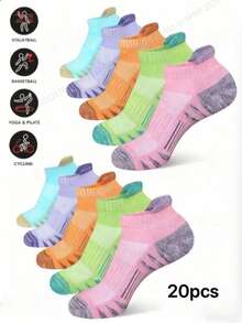 5 paquetes de calcetines tobilleros deportivos para mujer, calcetines de compresión, cómodos y suaves con correa, 20 piezas/paquete, 30 piezas/paquete, 40 piezas/paquete - Multicolor - Ver 1