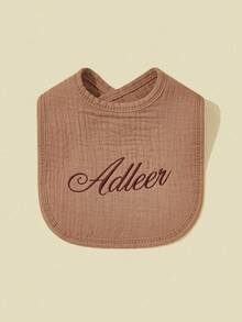 1pc Custom Text Printed Baby Bib, U-Shaped Drool Bib, Breathable & Soft - Multicolor - View 9