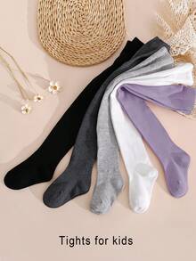 5 أزواج من جوارب بنات ذات لون واحد، حلوة وبسيطة، مناسبة للمدرسة والملابس اليومية، لجميع المواسم، الربيع/الخريف