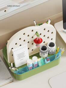 1pc Children's Desktop Pegboard Storage Box, Kids Desk Stationery Organizer Box, Office Drawer Pen Holder Organizer, 360° Rotation For Easy Access