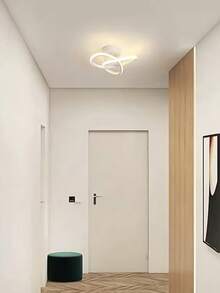 Modern Semi-Flush Ceiling Light With Elegant Curved Design - Acrylic & Metal Construction, Hard-Wired Electrical, No Battery Needed, For Hallway, Bedroom, Kitchen, Living Room - Easy Installation With Included Hardware, Hallway Lighting,Christmas Lighting, Christmas Decorations, Christmas Gifts, Valentine's Day And New Year Gifts - Cỏ ba lá trắng - Xem 5