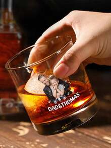 1pc Customized 300ml Glass Whiskey Cup, Personalized Photo & Text Engraved Whiskey Glass, Customized Gift, Personalized Whiskey Tumbler With Name - Multicolor - View 7