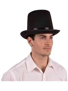 1顶黑色魔术师高顶礼帽，毛毡正式礼帽，派对道具，魔术表演服装帽