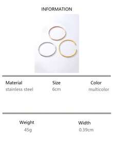3pcs Set Classic Minimalist Stainless Steel Metal Smooth Bangle Bracelets For Women, Casual Daily Accessories - Multicolor - View 2