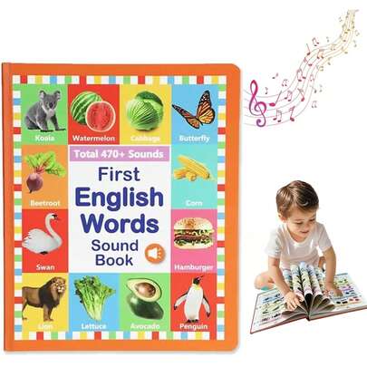 My First English Words Sound Book For Kids 3 4 5 6 Years Old, 13 Themes, 300+ Words Interactive Audio Sound Books For Toddlers English Learning Talking Book Educational Toys Press To Learn Phonics Gift For Preschoolers