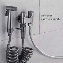 6-Piece - Premium 2-In-1 Toilet High Pressure Sprayer | Dual Outlet Diverter, Wall-Mounted Quick Release Rotating Lock Bathroom Cleaning Upgrade Kit