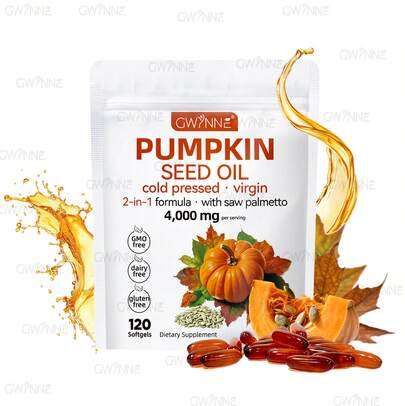  Gwynne 4000mg Cápsulas De Aceite De Semilla De Calabaza,fórmula 2-en-1 Con Saw Palmetto Para El Crecimiento Del Cabello & Salud Del Cuero Cabellu Prensado En Frío,rico En Ácidos Grasos 120cápsulas