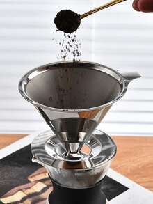 Filtro De Café Coador Inox Reutilizável Pour Over/Filtro de chá reutilizável de aço inoxidável alta qualidade 304 - Prata - Visão 2