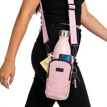 TYESO Crossbody Water Bottle Bag In Three Sizes With Cell Phone And Key Pocket, Adjustable Strap, 1 Piece Portable Water Bottle Holder For Casual Outdoor Use With Shoulder Strap, Accommodates 32oz Bottles, Water Bottle Holder Bag With Phone Pocket, Water Bottle Pouch With Crossbody Strap For Hiking, Trail, Travel, Camping (Water Bottle Not Included, Random Letter On Bag Surface), Back To School Supplies - 所以 - 查看 4