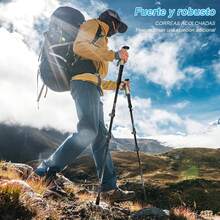 SWRWJ Bastones para Senderismo Ajustables,Juego de Bastones de Trekking Retráctil de Aluminio,Bastón de Senderismo para Caminar, Esquiar, Acampar - negro - Ver 5