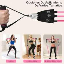7CDXD Kit de Barra de Pilates con Bandas de Resistencia Barra de Pilates Multifuncional 16 en 1 Juego de Bandas de Resistencia para Ejercicio Ajustable para Entrenamientos de Cuerpo Completo - rosa nuevo - Ver 4