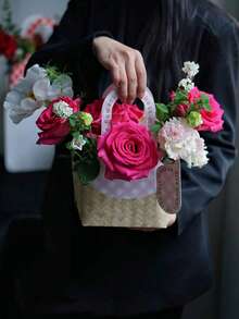 1pc High Quality Floral Handbag Packaging Material, Suitable For Valentine's Day, Small Business Supplies, Shopping Bags, Party Bags, Party Gift Bags, Craft Tote Bags, Party Gifts, Birthday Decorations, Party Gift Decorations, Wedding Decorations, Party Supplies (Flowers Not Included) - Multicolor - View 6