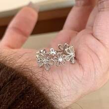 925纯银素面戒指，女士款，轻盈奢华设计，低过敏性，可调节开口戒指 - 彩色 - 查看 7