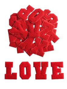 26 Stücke selbstklebende Chenille Buchstaben Patches A-Z, Chenille Buchstaben für Kleidung, Stoffe, Schuhe, Taschen (Rot) - Verschiedenfarbig - Übersicht 1
