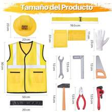 AUTOWT Disfraces de Construccion para Niños 13PCS Disfraz de Pequeño Constructor Chaleco con Cinturon Herramientas y Gorra para Halloween Juguetes Rol Fiesta Cumpleaños Niños 3 4 5 6 AñosConveniente y duradero, favorito para niños - Multicolor - Ver 4