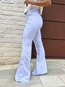 Women's Flare Jeans With Elastane Fabric - 離開 - 查看 3
