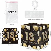 Feliz 13 Cumpleaños Caja de Dinero en Efectivo de Regalo Set, Sorpresa Pull Out Caja de Regalo de Dinero con 30Pcs Bolsas Transparentes - Maneras Divertidas de Dar Dinero en Efectivo Como un 13 Cumpleaños de Regalo Para las Niñas Los Niños - Hucha-02 - Ver 8