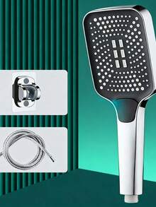 1 pieza Cabezal de ducha cuadrado de alta presión, con grandes orificios de salida de agua, de una sola mano, con alto caudal, rociador de ducha para el hogar, para uso con calentador - Plateado - Ver 10