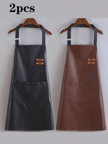 防水围裙带口袋防油围裙可调节围裙不带手臂围裙厨房围裙男女适用洗碗狗狗美容园艺清洁鱼屠夫烧烤绘画手工制作户外烹饪厨房必需品 - 彩色 - 查看 13