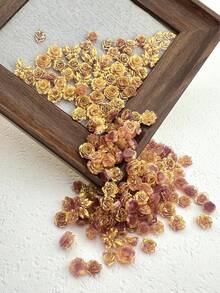 20pcs/Pack Mixed Metallic Shiny 3D Soft Flower Nail Art Decorations, Resin Nail Jewelry Accessories - Gold - View 5