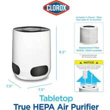 PZW Clorox™ Purificador de Aire de Mesa HEPA Captura 99.97% de Alérgenos Reduce Virus y Bacterias Ideal para Habitaciones Pequeñas2537 - Blanco - Ver 8