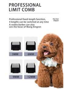 Kit profesional de peluquería para mascotas de bajo ruido, cortapelos recargable para perros y gatos con pelaje denso. - Dorado - Ver 2