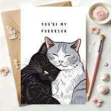 1 "You're My Purrson" Cat Anniversary Card - Heartfelt Greetings With Black And Gray Cats, Suitable For Christmas, Valentine's Day, Weddings - Unique Gift For Husband, Wife, Boyfriend, Girlfriend Or Cat Lovers, Holiday Card | Playful Phrase Card | Quality Paper Goods, Cat Lover Gift - Single Piece - View 6