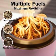 Chimenea de mesa sin humo portatil para camping patio y patio trasero estufa de bajo humo con bolsa de transporte tenedores y alfombrilla alimentado por pellets o madera azul cielo - rosa - Ver 3