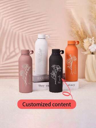 1PC Customized Personalized Engraved Name Water Bottle, Lidded Beverage Bottle, Vacuum Insulated Stainless Steel Bottle, Hot/Cold Insulated Bottle, Fitness Water Bottle, Outdoor Portable Water Bottle, Sports Water Bottle, Outdoor Camping Water Bottle, Car Water Bottle Wedding Gift, Father's Day, Mother's Day, Thanksgiving, Back-To-School, Graduation, Teacher's Day, Birthday, Valentine's Day, Halloween, Christmas Gift