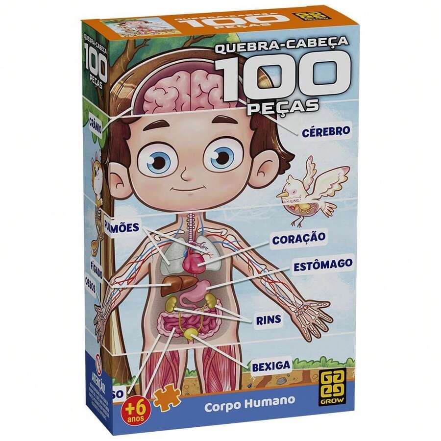 Loja Grow Quebra-cabeça 100 peças Corpo Humano - Multicolorido - Visão 1