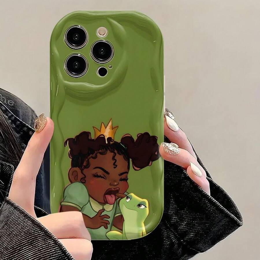 Princess And The Frog 3D Wave Edge Phone Case For IPhone 17 Air/16 15 14 13 12 Pro Max/17 16 15 14 Plus/13 12 11 Pro/X/Xs Max Shockproof Protective Case Thickened Full Edge Soft Case Holiday Birthday Gift - 米色 - 查看 1