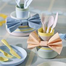 Kalas - Juego de vajilla de plastico para niños sin BPA tazon plato taza y cubiertos colores pastelConveniente y duradero, favorito para niños - Multicolor - Ver 8