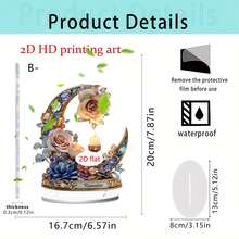 1/3 قطعة تمثال أكريليك مطبوع بالطباعة المسطحة 2D بشكل جمل وزهور لتزيين المكتب، مناسب للأعياد العربية والاحتفالات الإسلامية والحفلات وديكور المنزل والهدايا الفنية